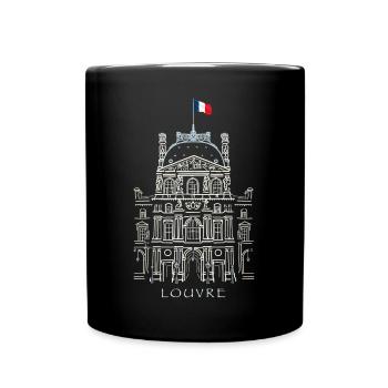 Louvre Paris, Schloss -Museum Fassade, Frankreich - Tasse einfarbig - Schwarz - Vorne