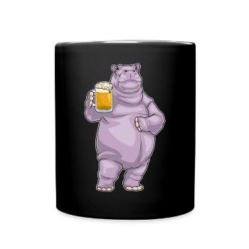 Nilpferd Bier - Tasse einfarbig - Schwarz - Vorne