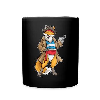 Fox Pirate Hook Hand - Full Colour Mug - black - Front