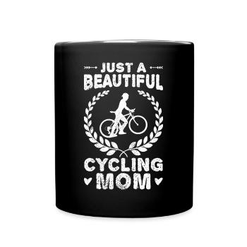 Fahrradfahrer Mutter - Tasse einfarbig - Schwarz - Vorne