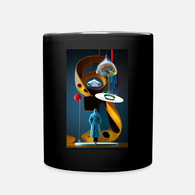 Surreal Dreamscape Illustration Design - Full Colour Mug - black