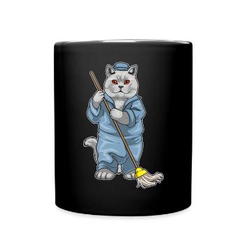 British Shorthair Cleaner Mop - Full Colour Mug - black - Front