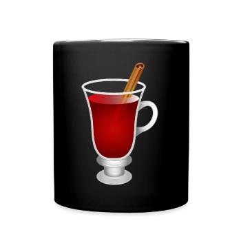 Vin chaud dans un verre – Motif festif de plaisir hivernal - Mug uni - noir - Devant