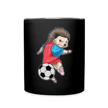 Igel Fußballspieler Fußball - Tasse einfarbig - Schwarz - Vorne