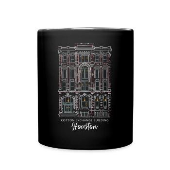Houston, alte Baumwollbörse, Handzeichnung, USA - Tasse einfarbig - Schwarz - Vorne