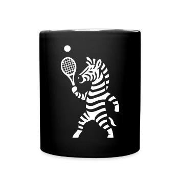 Minimalistische Zebra Tennis Spieler Silhouette  - Tasse einfarbig - Schwarz - Vorne