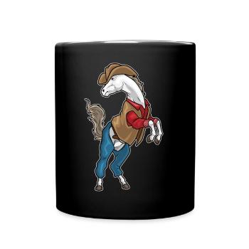 Cheval Cowboy Chapeau de Cowboy - Mug uni - noir - Devant