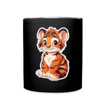Tigre mignon - Idée cadeau amusante pour les enfants - Mug uni - noir - Devant