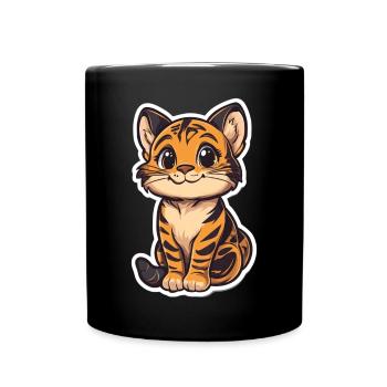 Tigre mignon - Idée cadeau amusante pour les enfants - Mug uni - noir - Devant