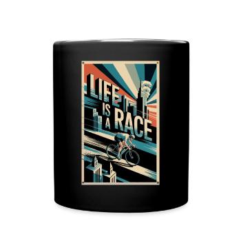 Life is a Race – Affiche de vélo de route rétro Bike Design - Mug uni - noir - Devant