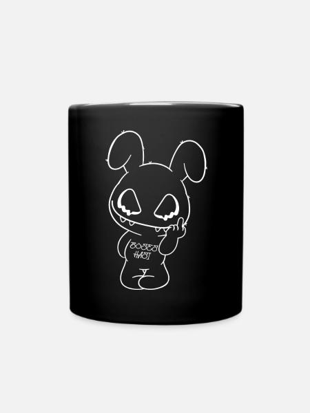 böses Hasi einfache Zeichnung Halloween - Tasse einfarbig - Schwarz