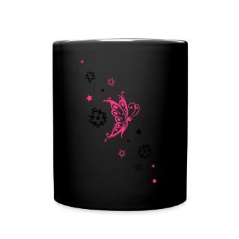 Butterfly Floral Star Ornament - Full Colour Mug - black - Front