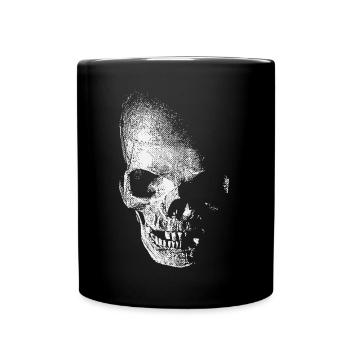 white skull - weißer totenkopf pirat - Full Colour Mug - black - Front