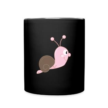 doux rose de bande dessin animé escargot - Mug uni - noir - Devant