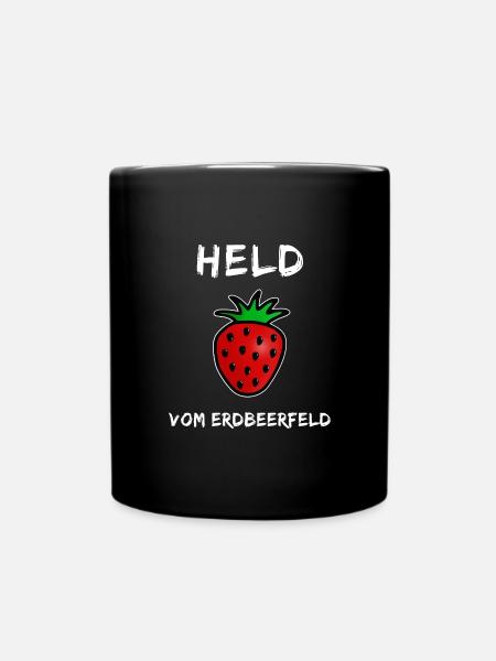 Lustiger Helden Spruch - Held vom Erdbeerfeld - Tasse einfarbig - Schwarz