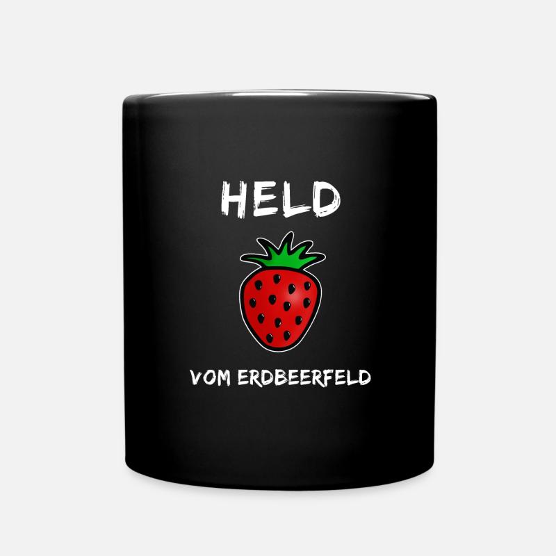 Lustiger Helden Spruch - Held vom Erdbeerfeld - Tasse einfarbig - Schwarz
