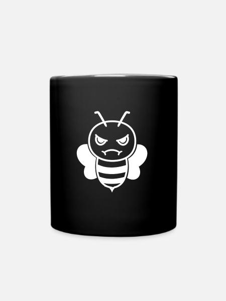 Biene Wespe Hummel Gesicht Tier Witzig Lustig - Tasse einfarbig - Schwarz