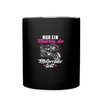Motorrad Frau Superbikerin Geschenk · Mädchen - Tasse einfarbig - Schwarz - Vorne