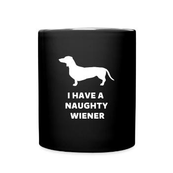 Naughty Wiener Dackel Hund Lustig Fun Geschenk - Tasse einfarbig - Schwarz - Vorne