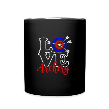 Bogenschießen ich liebe Bogenschießen - Tasse einfarbig - Schwarz - Vorne