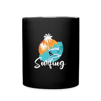 Surfer Surf Surf Surf Planche à vagues Planche à voile - Mug uni - noir - Devant