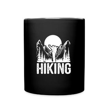 Wandern gehen Bergsteigen Wandertour Wandertag - Tasse einfarbig - Schwarz - Vorne