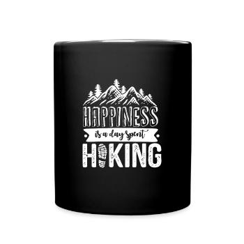 Happiness is a day spent hiking - Tasse einfarbig - Schwarz - Vorne