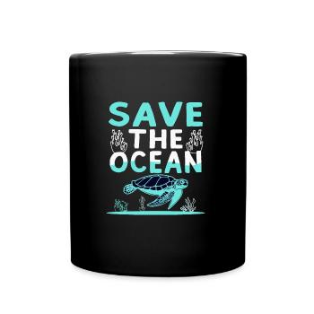 Rettet das Meer, Rettet den Ocean, Schildkröte - Tasse einfarbig - Schwarz - Vorne