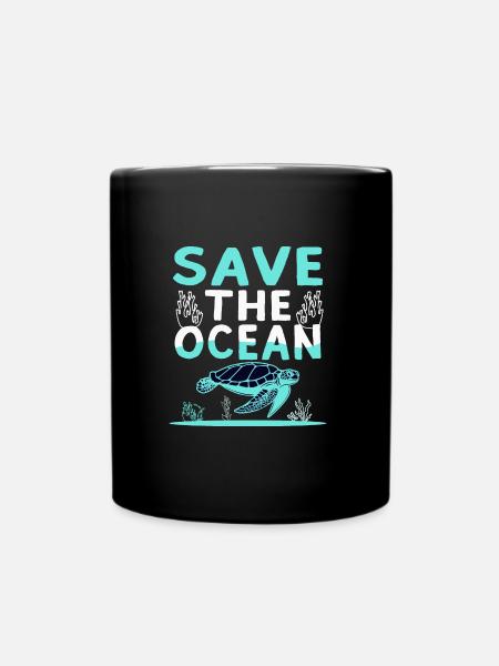 Sauver la mer, Sauver l’océan, Tortue - Mug uni - noir