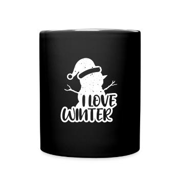 J’aime l’hiver, la neige, le froid et le bonhomme de neige - Mug uni - noir - Devant