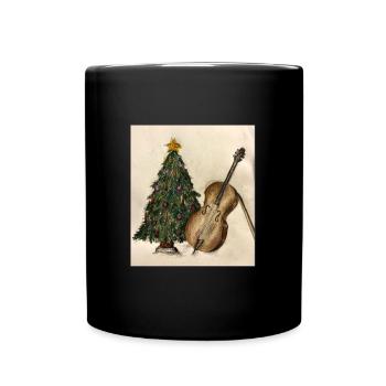 Weihnachtsmusik am Baum - Tasse einfarbig - Schwarz - Vorne