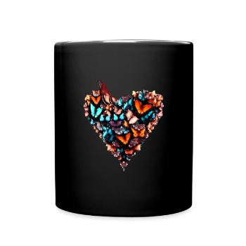 Butterfly heart - Herz voller Schmetterlinge - Tasse einfarbig - Schwarz - Vorne