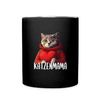 Katzen Mama Katzen Sprüche Katzenmotiv Geschenk - Tasse einfarbig - Schwarz - Vorne
