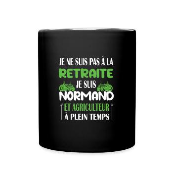 Grand-père retraité agriculteur normand tracteur - Mug uni - noir - Devant