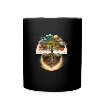 Yggdrasil - The Tree of Life floating in space - Full Colour Mug - black - Front