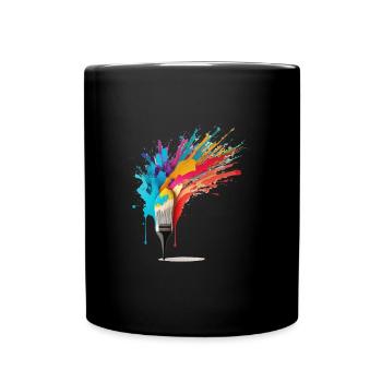Colorful Paintbrush Design - Full Colour Mug - black - Front