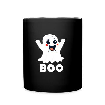 Boo Geist Ghost Angst Fun - Tasse einfarbig - Schwarz - Vorne