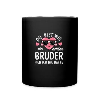 Bruderherz-Schwester-Geschenk: Lustig Geburtstag - Tasse einfarbig - Schwarz - Vorne