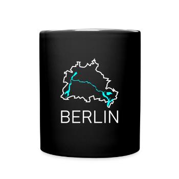 Berlin Karte - Tasse einfarbig - Schwarz - Vorne