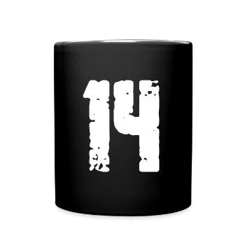 14 Zahl Vintage - Tasse einfarbig - Schwarz - Vorne