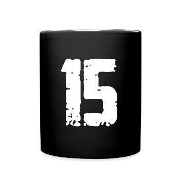 15 Zahl Vintage - Tasse einfarbig - Schwarz - Vorne