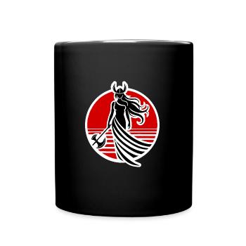 Silhouette Schildmaid rote Sonne - Tasse einfarbig - Schwarz - Vorne