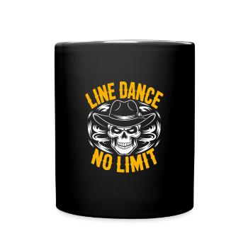 Line Dance Skull with Stetson and Boots and Lasso - Full Colour Mug - black - Front