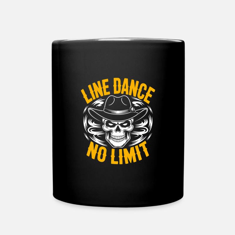 Line Dance Skull mit Stetson und Boots und Lasso - Tasse einfarbig - Schwarz