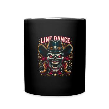 Line Dance Skull with Stetson and Boots and Lasso - Full Colour Mug - black - Front