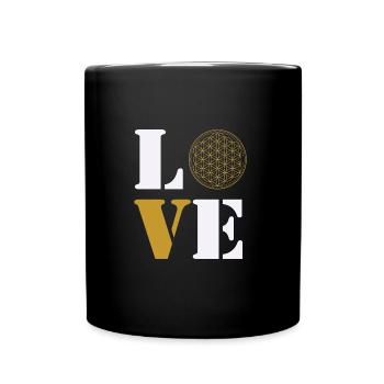 Love Lebensblume - Tasse einfarbig - Schwarz - Vorne