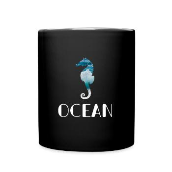 Sea horse in the sea - Full Colour Mug - black - Front