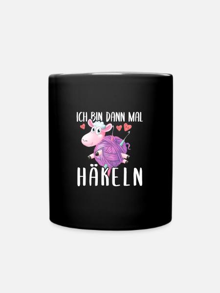 Ich Bin Dann Mal Häkeln Süßes Schaf - Tasse einfarbig - Schwarz