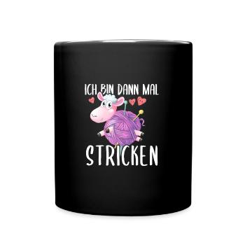 Ich Bin Dann Mal Stricken Süßes Schaf - Tasse einfarbig - Schwarz - Vorne