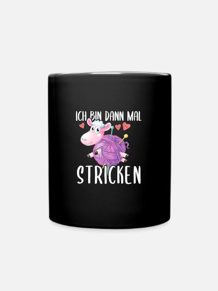 Ich Bin Dann Mal Stricken Süßes Schaf - Tasse einfarbig - Schwarz